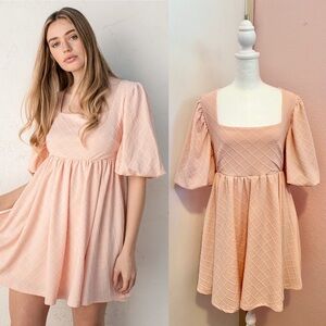 Every Lovely Detail Light Pink Puff Sleeve Babydoll Dress